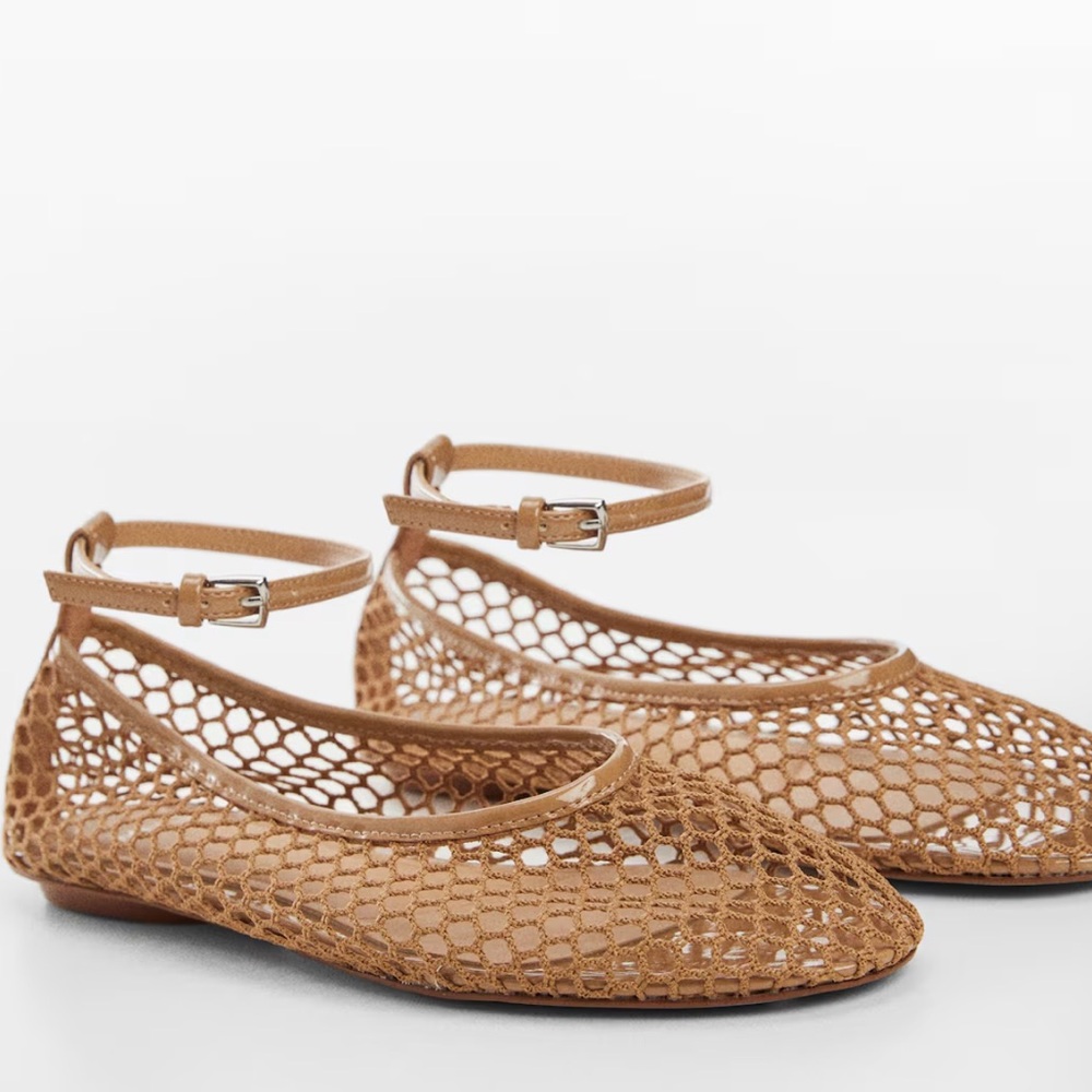 Mango Tan Mesh Flats